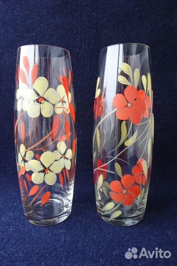 Ваза. Стекло. Ручная роспись. СССР. 50-60 г