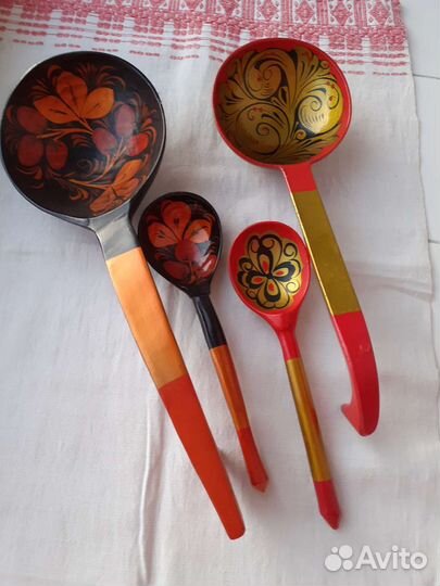 Половники и ложки расписные.Хохлома СССР