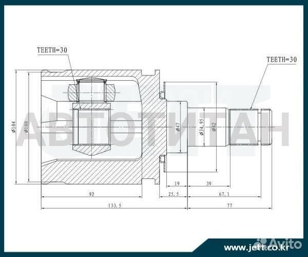 ШРУС внутренний jett V40-9107