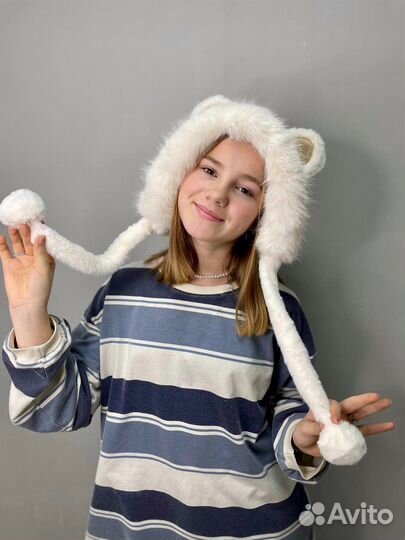 Шапка зимняя меховая женская ушанка с ушками