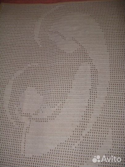 Плед детский вязаный, утепл. флисом, ручная работа