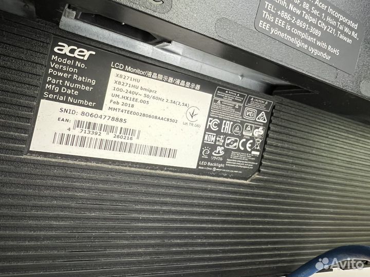 Монитор Acer Predator 27 nvidia G-sync