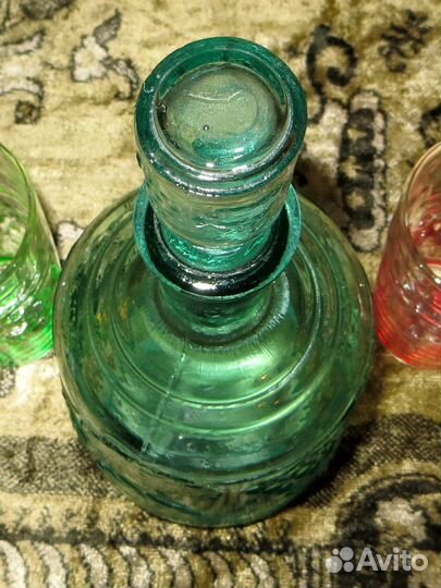 Графин зелёное стекло виноград, стеклянный кувшин