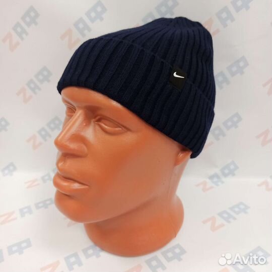 Шапка на флисе nike 9297, р. 55-60, тёмно-синяя
