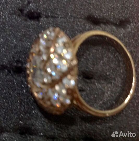 Кольцо с фианитами позолоченное серебро 925 проба