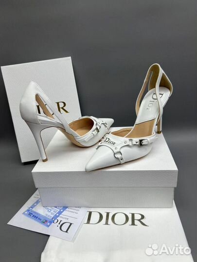 Туфли Dior белые каблук 10см 36-40