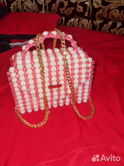 Сумка из акриловых бусин и шамбал ручная работа