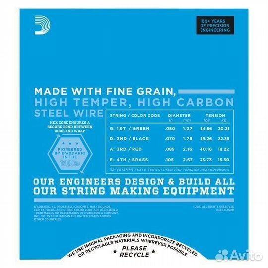 Новые Струны для бас гитары D'Addario EXL160M