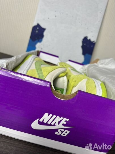 Кроссовки nike sb dunk low green apple