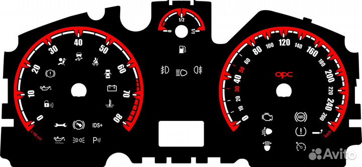 Шкала приборной панели на Opel Astra H