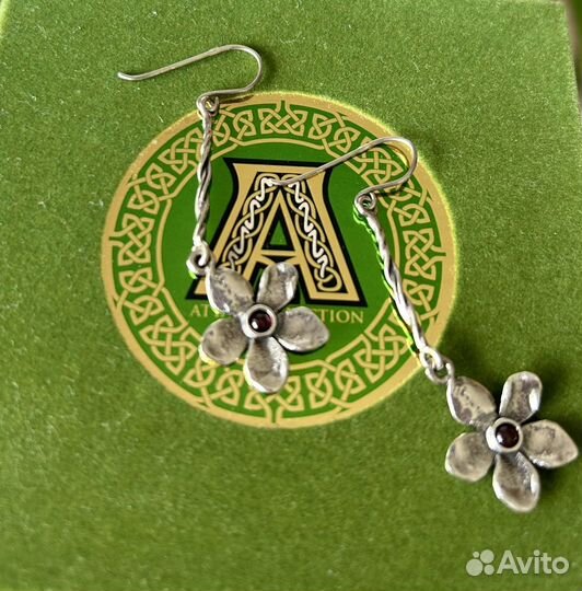 Серьги серебряные 925 с гранатом