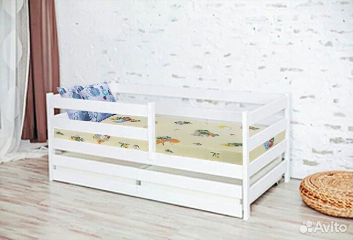 Кроватка для малыша с бортиком берёза софа эко