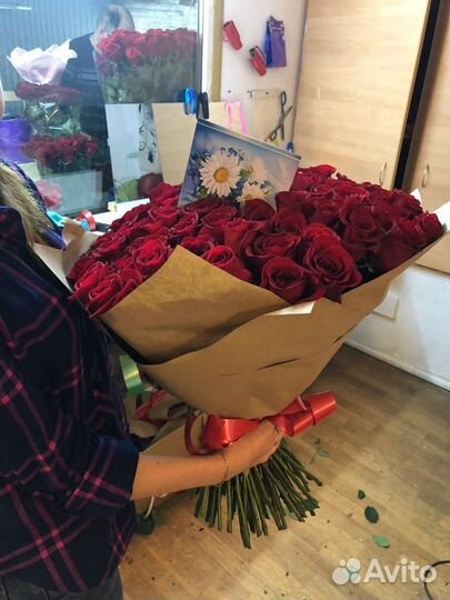 Розы 75 см красные эквадор