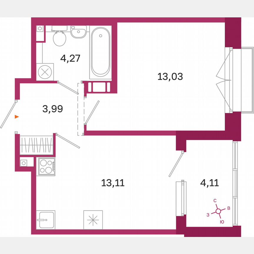 1-к. квартира, 36,5 м², 9/10 эт.