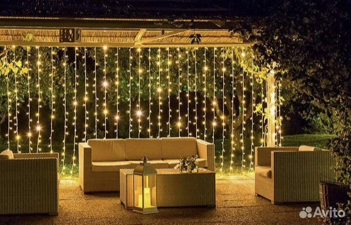 Уличная гирлянда штора 3/2