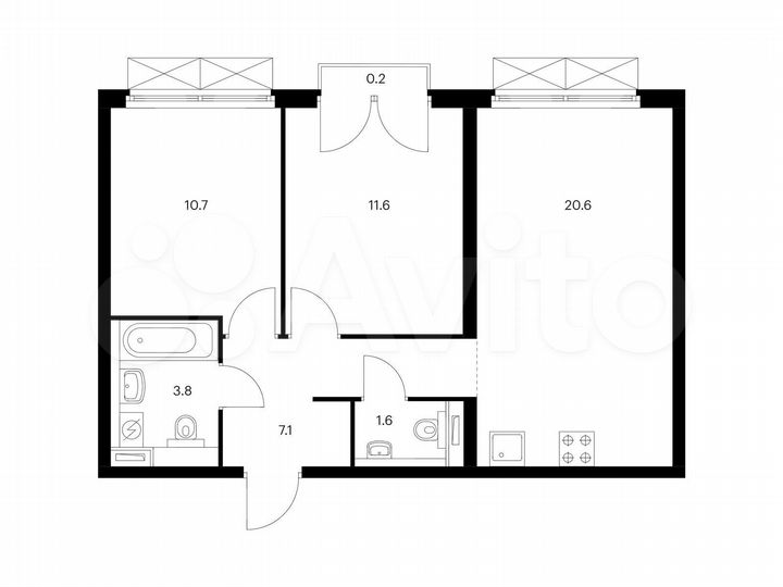 2-к. квартира, 55,6 м², 20/20 эт.