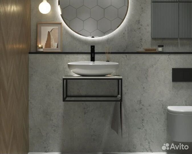 Столешница из керамогранита с кронштейнами 60см