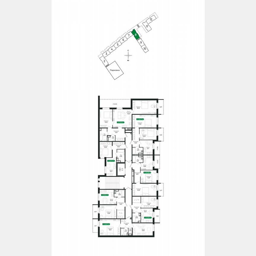 2-к. квартира, 75,2 м², 3/8 эт.