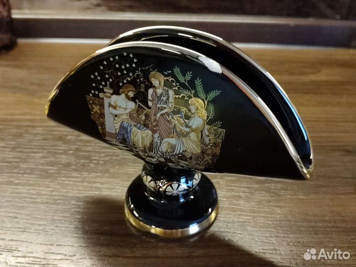 Салфетница керамика Fakiolas, Греция, позолота 24k