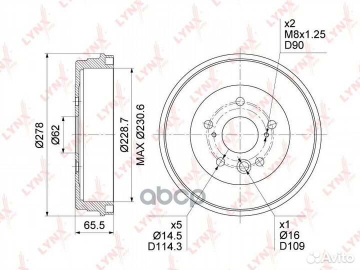 Барабан тормозной зад BM1185 lynxauto