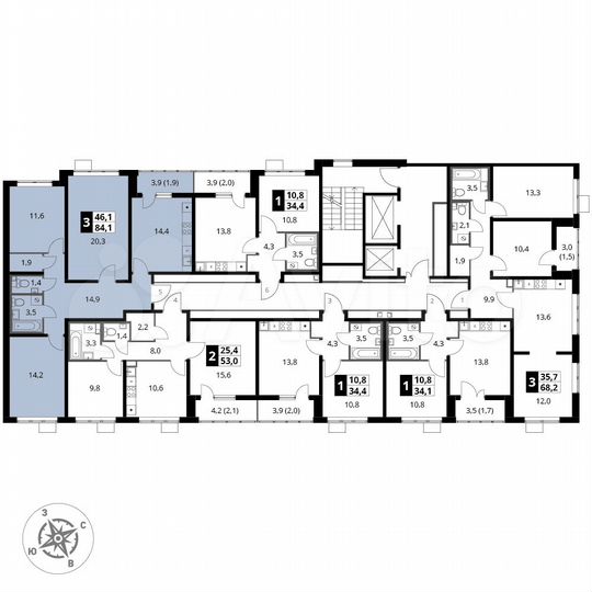 3-к. квартира, 84,1 м², 25/25 эт.