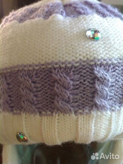 Зимняя шапочка со стразами р.38-40