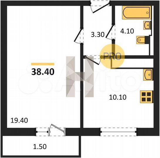 1-к. квартира, 38,4 м², 14/18 эт.