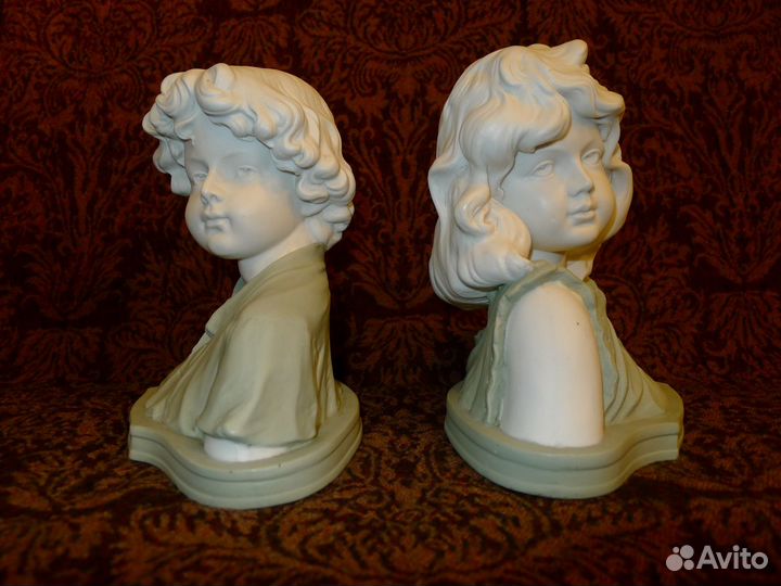 Бюсты мальчика девочки бисквит старые