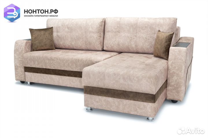 Диван угловой тик-так Бостон бежевый