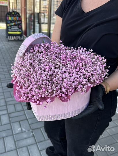 Шикарное сердце с гипсофилой