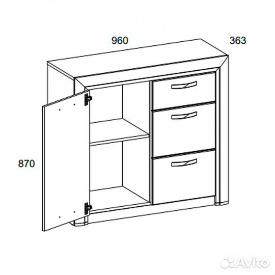 Тумба 1D3S, olivia, цвет вудлайн крем/дуб анкона