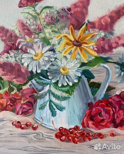 Букет с цветами. Картина маслом