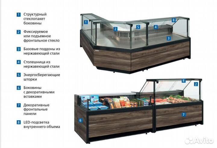 Холодильная витрина для гастрономии и мяса