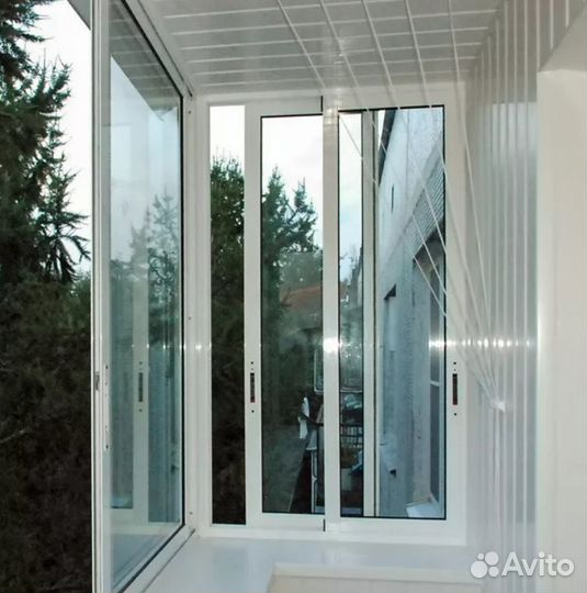 Остекление балкона 3200 на 1420 алюминиевое