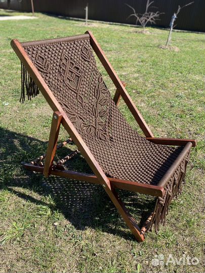 Кресло шезлонг складное в стиле макраме