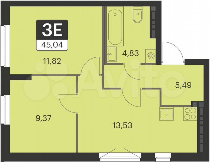 2-к. квартира, 45 м², 15/15 эт.