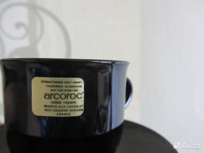 6 кофейных пар из чёрного французского стекла