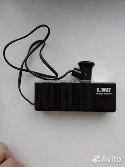 Разветвитель прикуривателя тройной с USB-разъемом