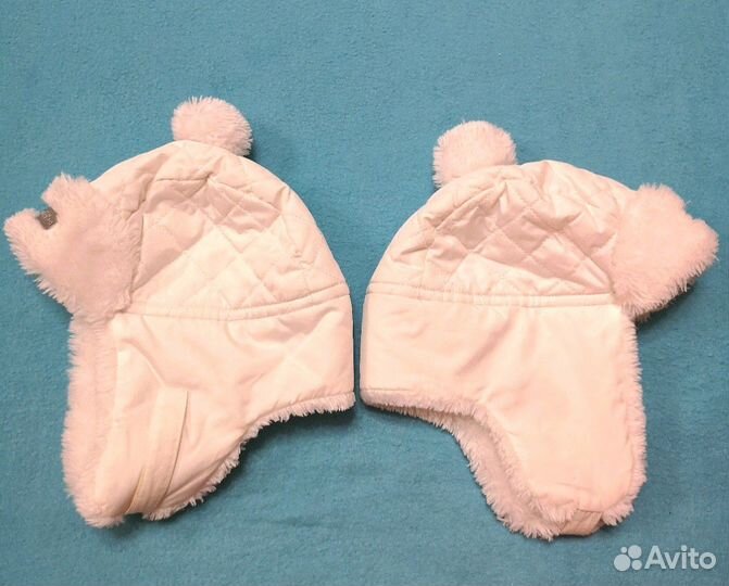 Белая зимняя детская шапка ушанка как новая 44/46