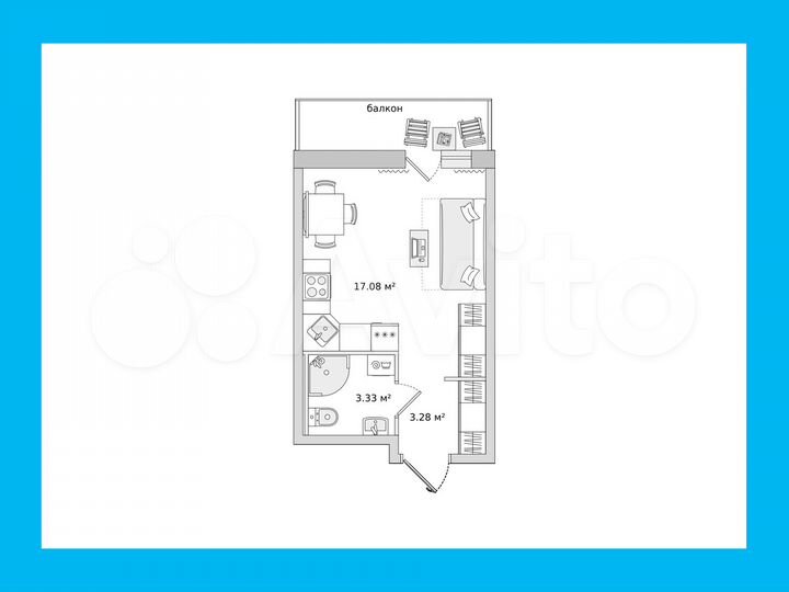 Квартира-студия, 28,5 м², 5/22 эт.