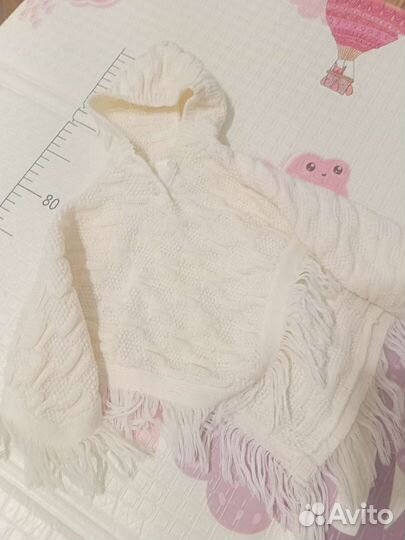 Теплая накидка для девочки 0-3мес