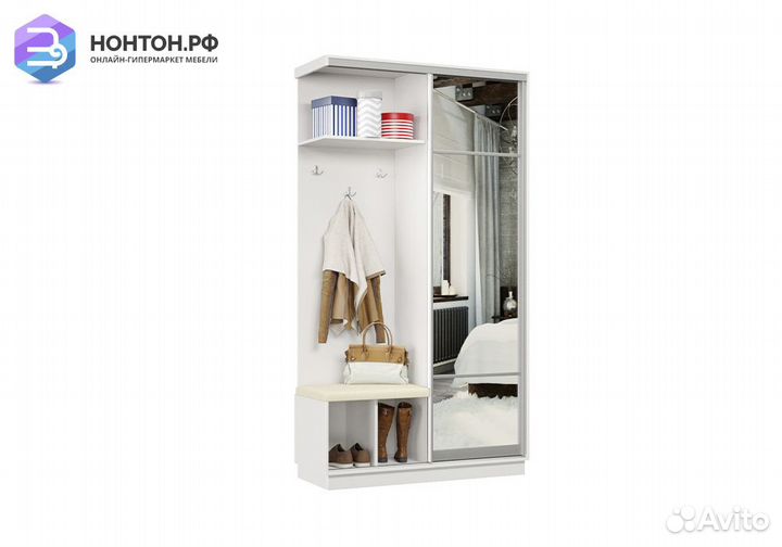 Прихожая-купе Эридан мини с сиденьем белая