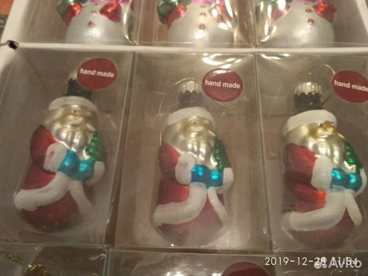 Игрушки на ёлку, стекло, набор 48шт