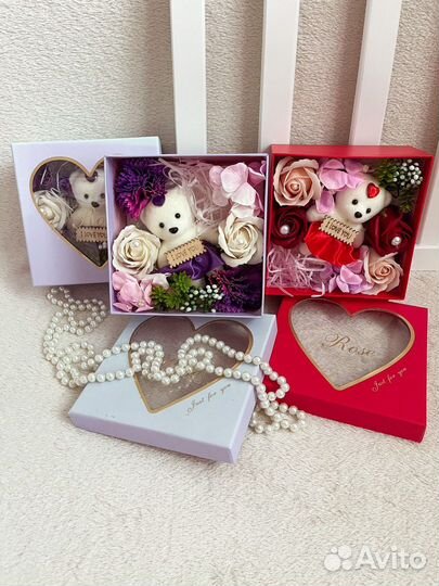 Мыльные розы в коробке