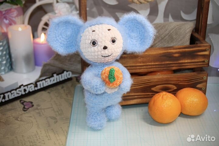 Плюшевый голубой Чебурашка