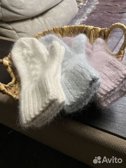 Варежки из пуха норки