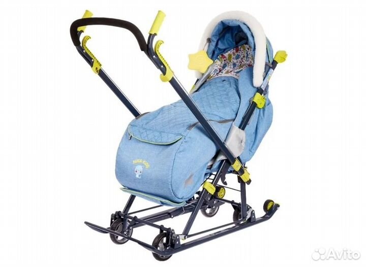 Санки-коляска Ника Детям нд7-7 в джинс.стиле синий