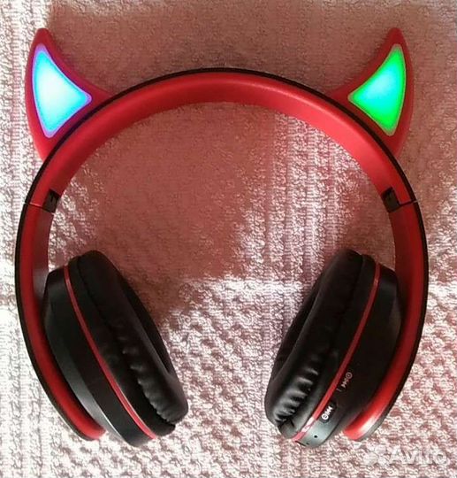Наушники с ушками, светящиеся, новые