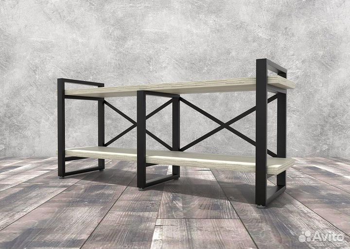 Тумба под тв Айсберг Лофт 120 черный/дуб крафт бел