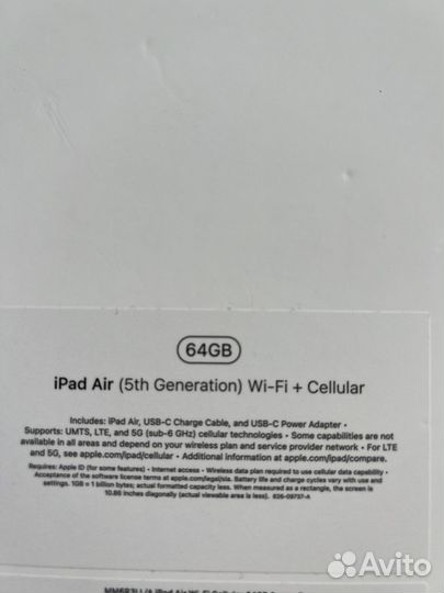 iPad air 64gb wi-fi + cellular